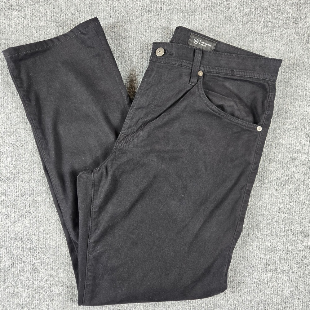 AG Adriano Goldschmied Everett Slim Straight Pants Mens 34x32 Black Stretch